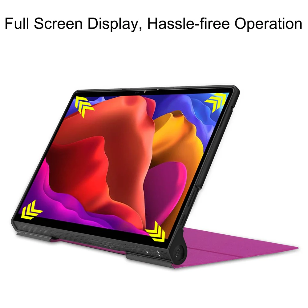 Plain PU Leather Case with Kickstand for Lenovo Yoga Pad Pro 13-inch/Yoga Tab 13 - Purple - Image 3