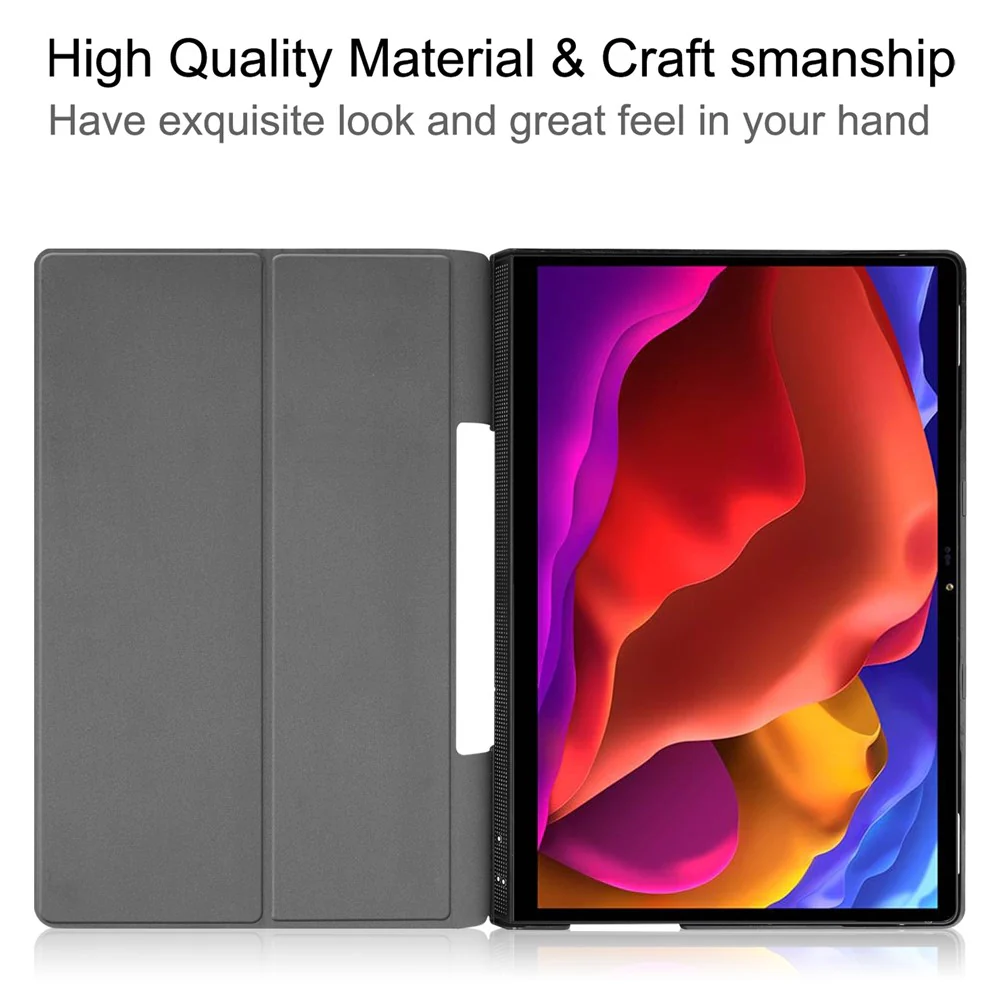 Plain PU Leather Case with Kickstand for Lenovo Yoga Pad Pro 13-inch/Yoga Tab 13 - Purple - Image 4