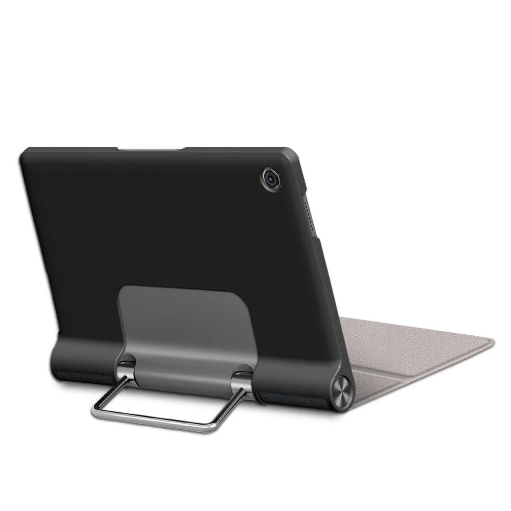 Plain PU Leather Good Shock-Absorption Tablet Cover with Kickstand for Lenovo Yoga Tab 11 - Black - Image 5
