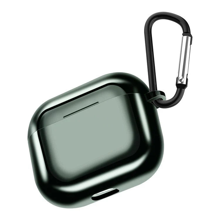 Plating TPU Soft Cover Shockproof Full Protective Case with Keychain for AirPods 3 - Green - Image 4