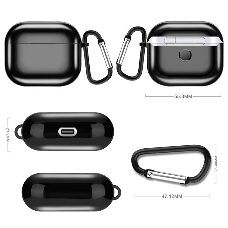 Plating TPU Soft Cover Shockproof Full Protective Case with Keychain for AirPods 3 - Red - Image 5