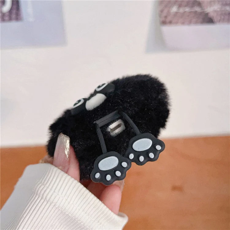 Plush Case for AirPods with Charging Case (2016) / (2019) / AirPods with Wireless Charging Case (2019) Cartoon Raccoon Earphone Cover - Black - Image 3