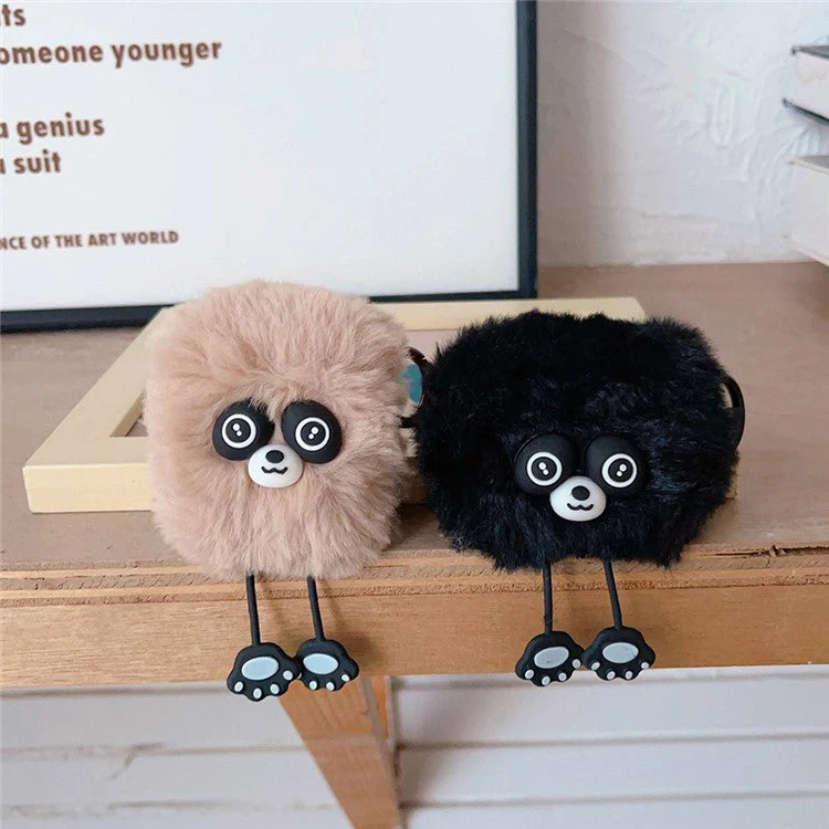 Plush Case for AirPods with Charging Case (2016) / (2019) / AirPods with Wireless Charging Case (2019) Cartoon Raccoon Earphone Cover - Black - Image 7