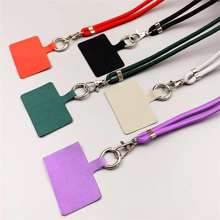 Polyester Phone Lanyard Adjustable 5mm Neck Strap Crossbody Cell Phone Strap with Patch - Khaki - Image 5