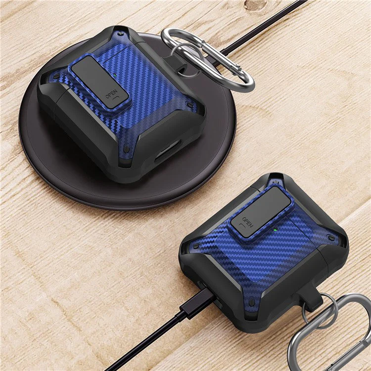 Portable 2 in 1 TPU + PC Frame Earbuds Case Cover Shock-resistant Earphone Charging Case Cover Anti-drop Protective Case for AirPods 1/2 - Black/Red - Image 4