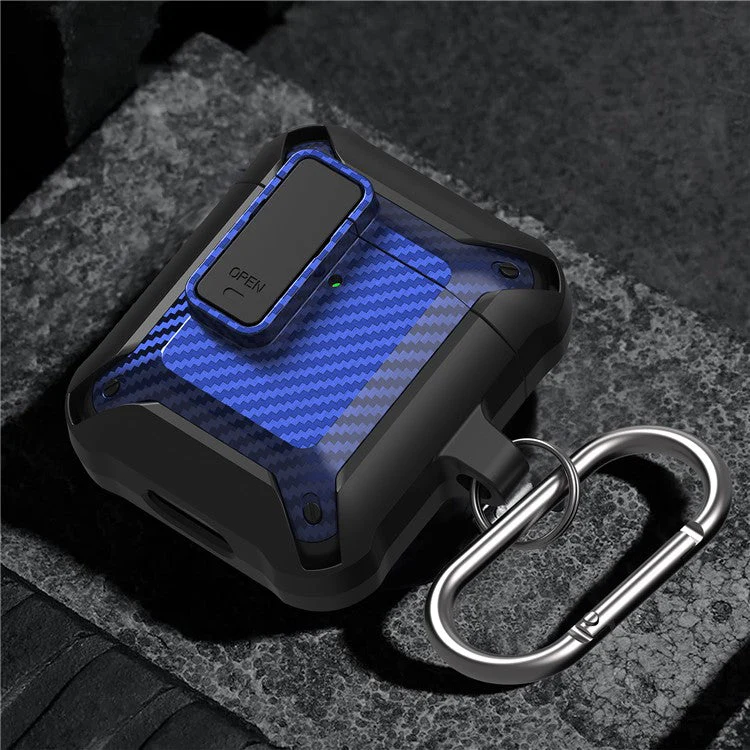 Portable 2 in 1 TPU + PC Frame Earbuds Case Cover Shock-resistant Earphone Charging Case Cover Anti-drop Protective Case for AirPods 1/2 - Blue - Image 6