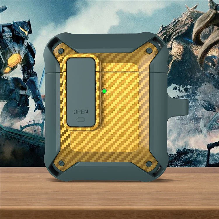 Portable 2 in 1 TPU + PC Frame Earbuds Case Cover Shock-resistant Earphone Charging Case Cover Anti-drop Protective Case for AirPods 1/2 - Green/Yellow - Image 2