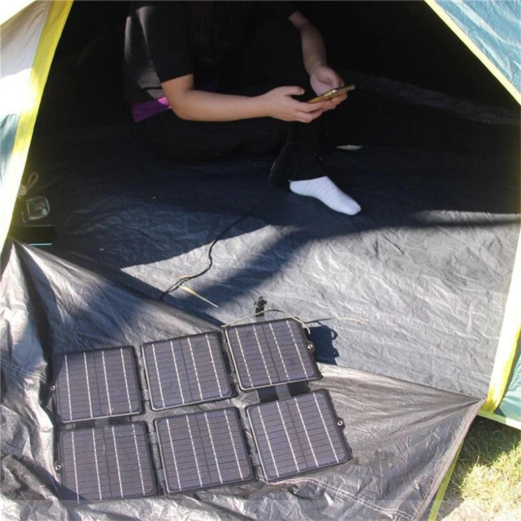 Portable 30W 5V / 12V ETFE Solar Panel Foldable Mobile Phone Charger - Black - Image 2