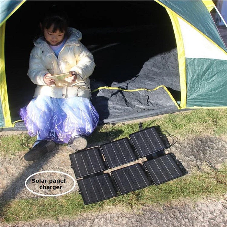 Portable 30W 5V / 12V ETFE Solar Panel Foldable Mobile Phone Charger - Black - Image 4