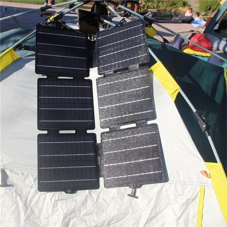 Portable 30W 5V / 12V ETFE Solar Panel Foldable Mobile Phone Charger - Blue - Image 3