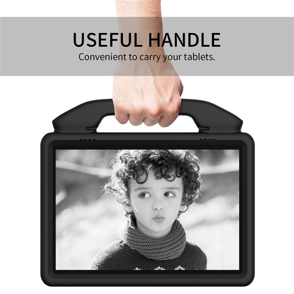 Portable Handle Foldable Thumb Kickstand Shockproof EVA Tablet Case Cover for Lenovo Tab M10 TB-X605F - Black - Image 2