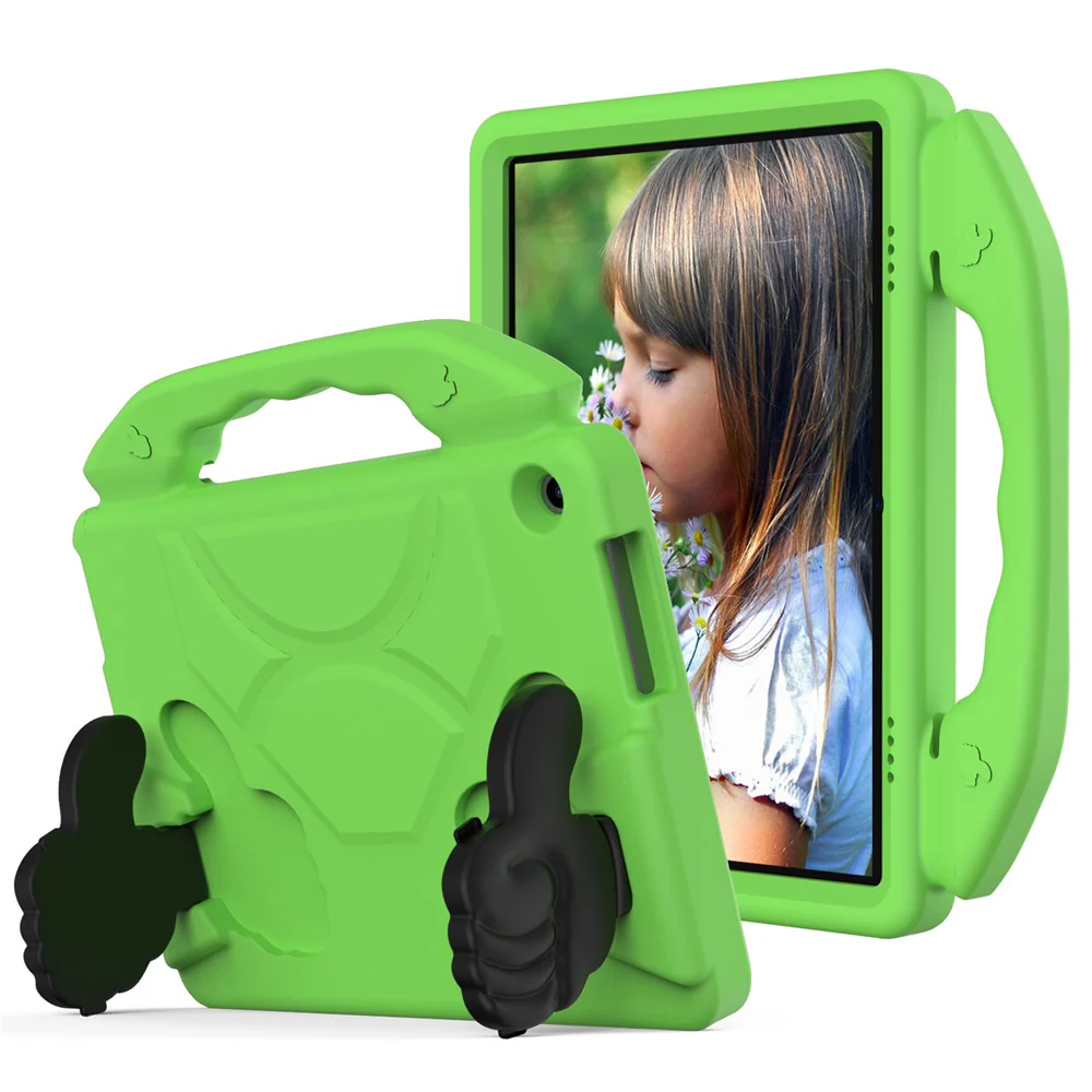 Portable Handle Foldable Thumb Kickstand Shockproof EVA Tablet Case Cover for Lenovo Tab M10 TB-X605F - Green