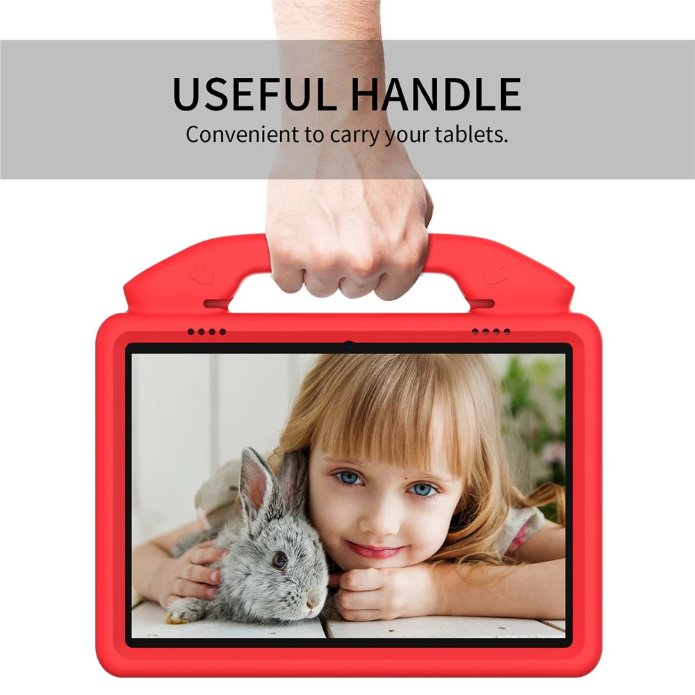 Portable Handle Foldable Thumb Kickstand Shockproof EVA Tablet Case Cover for Lenovo Tab M10 TB-X605F - Red - Image 2