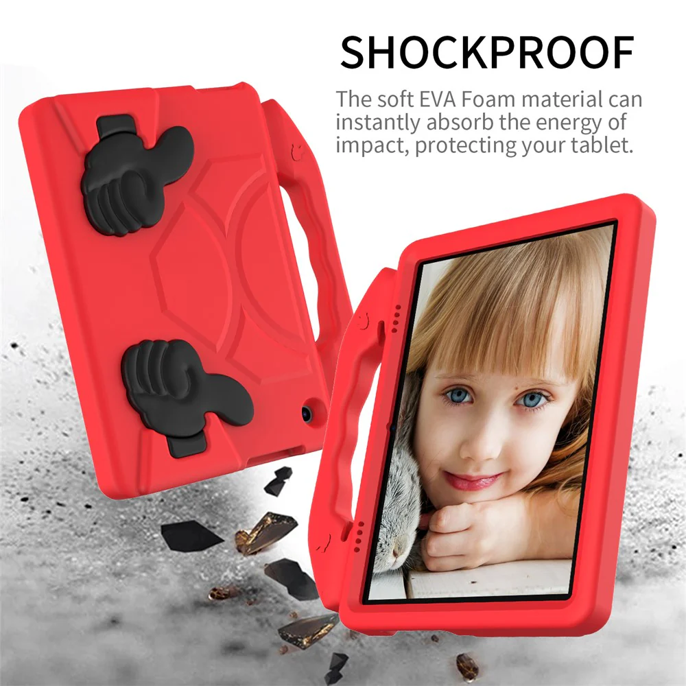 Portable Handle Foldable Thumb Kickstand Shockproof EVA Tablet Case Cover for Lenovo Tab M10 TB-X605F - Red - Image 3