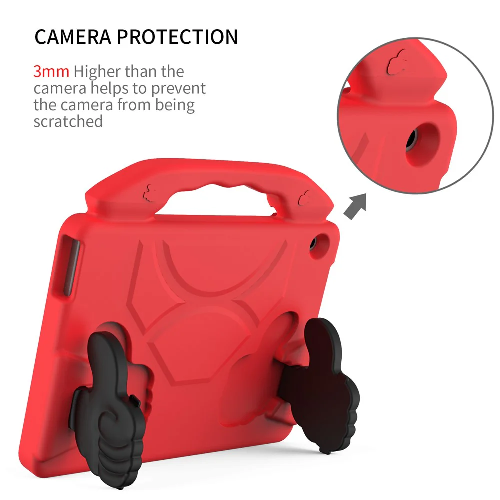 Portable Handle Foldable Thumb Kickstand Shockproof EVA Tablet Case Cover for Lenovo Tab M10 TB-X605F - Red - Image 5