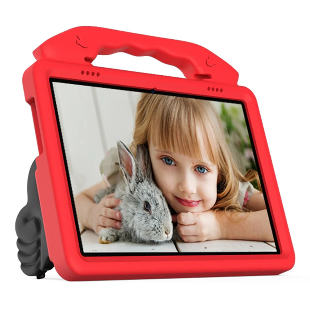 Portable Handle Foldable Thumb Kickstand Shockproof EVA Tablet Case Cover for Lenovo Tab M10 TB-X605F - Red - Image 6