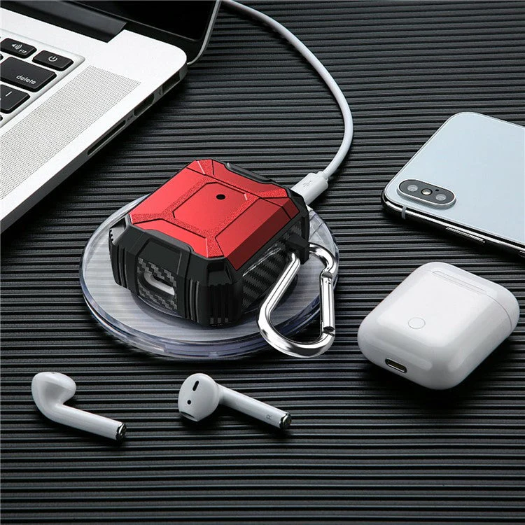 Portable Shock-resistant TPU Earbuds Case Cover Anti-drop Protective Case with Keychain for AirPods 1/2 - Blue - Image 3