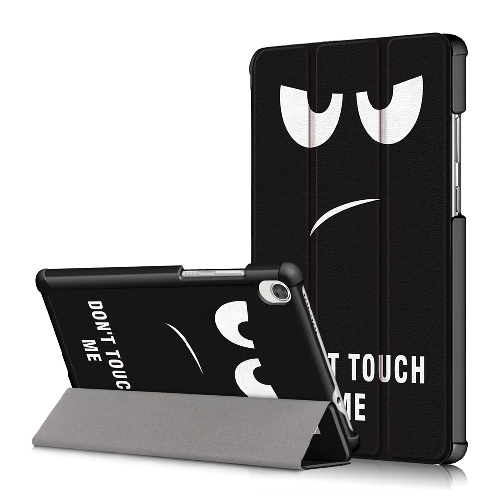 Printing Surface Tri-fold PU Leather Smart Cover for Lenovo Tab M8 (1st Gen) HD8505/M8 (2nd Gen) HD8705 - Do Not Touch Me