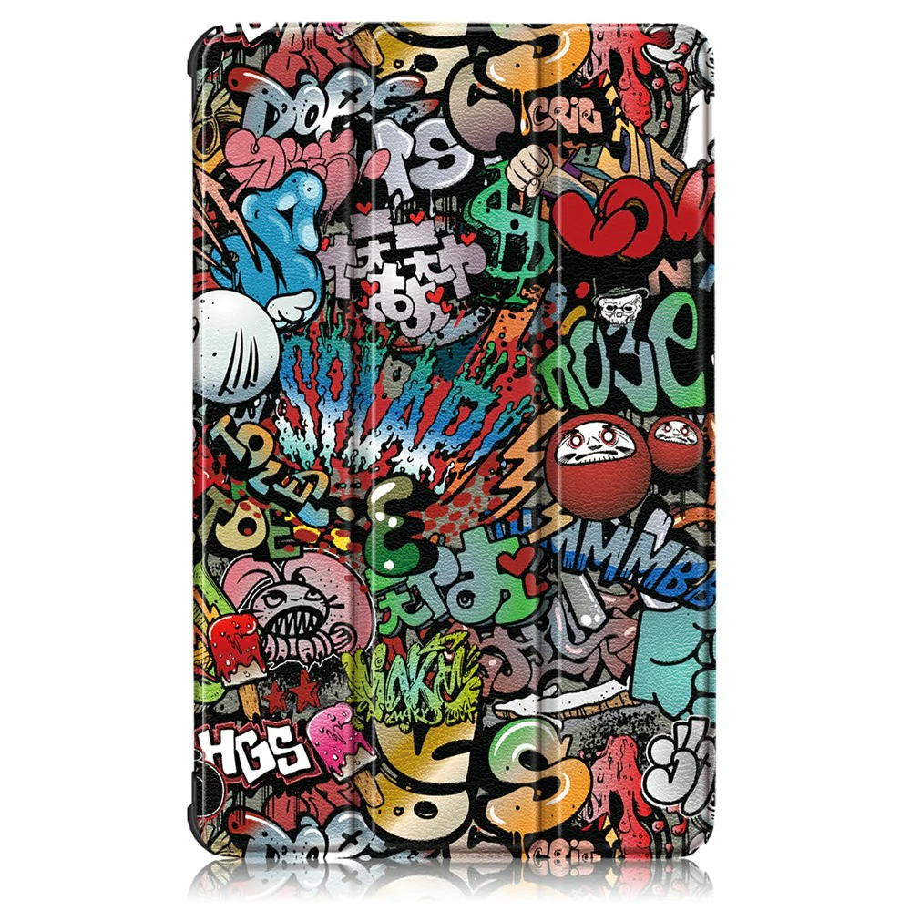 Printing Surface Tri-fold PU Leather Smart Cover for Lenovo Tab M8 (1st Gen) HD8505/M8 (2nd Gen) HD8705 - Graffiti Pattern - Image 2
