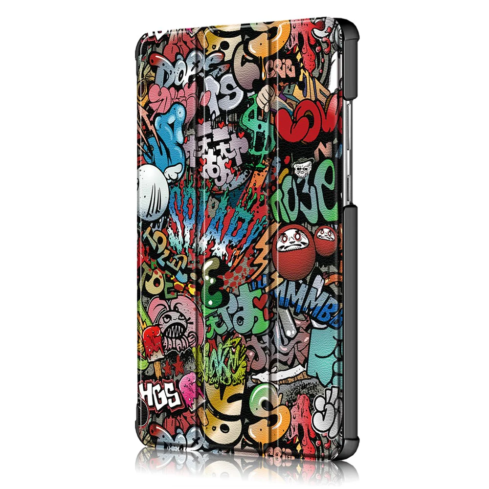 Printing Surface Tri-fold PU Leather Smart Cover for Lenovo Tab M8 (1st Gen) HD8505/M8 (2nd Gen) HD8705 - Graffiti Pattern - Image 4