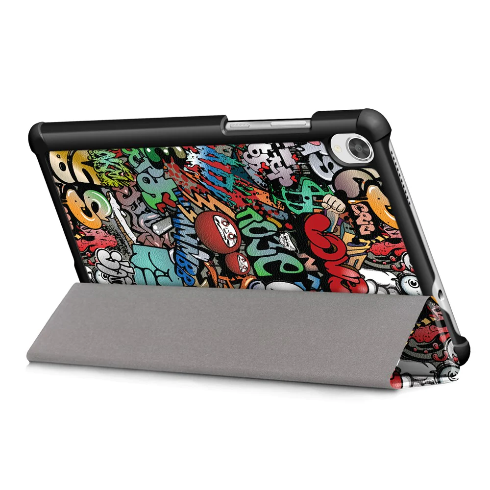 Printing Surface Tri-fold PU Leather Smart Cover for Lenovo Tab M8 (1st Gen) HD8505/M8 (2nd Gen) HD8705 - Graffiti Pattern - Image 7