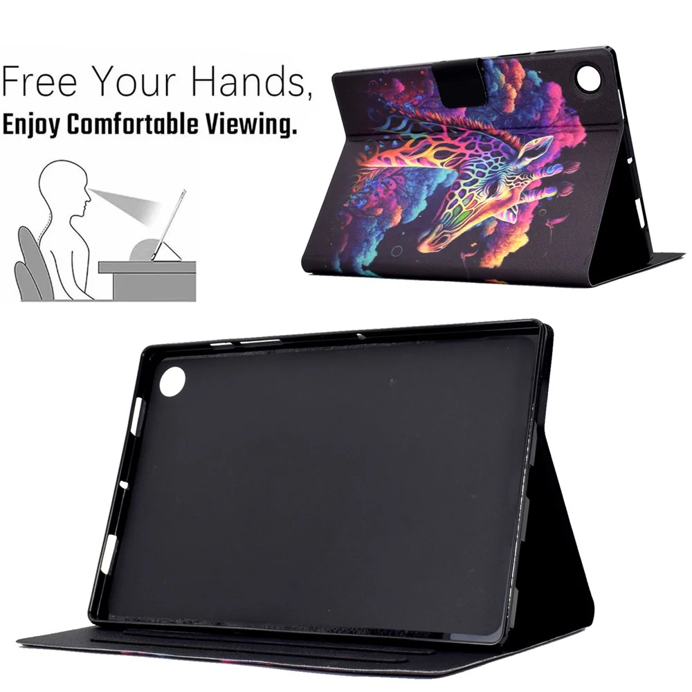 Protective Case for Lenovo Tab M10 (Gen 3) PU Leather Flip Cover Pattern Printed Tablet Stand Case with Card Slots - Giraffe - Image 5