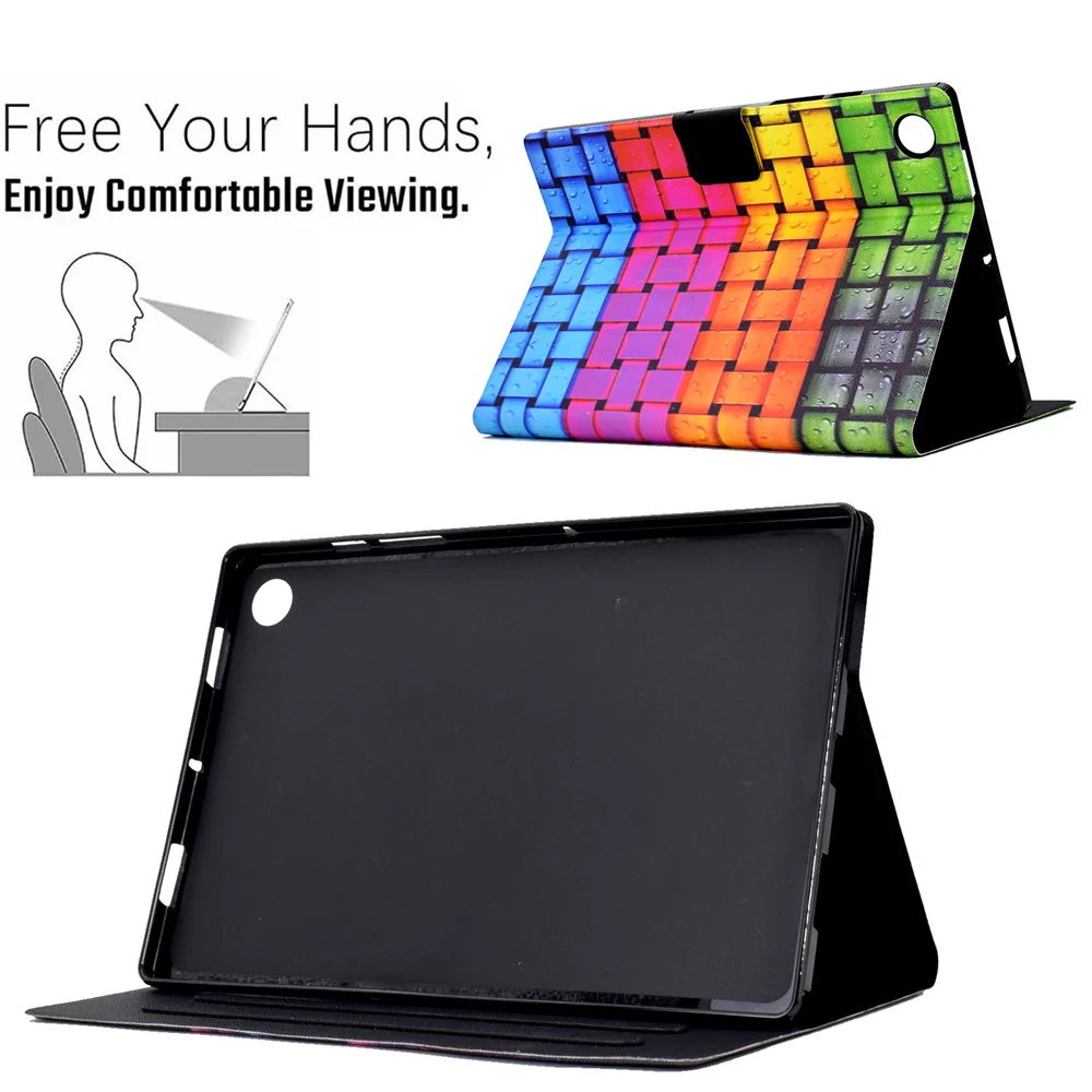 Protective Case for Lenovo Tab M10 (Gen 3) PU Leather Flip Cover Pattern Printed Tablet Stand Case with Card Slots - Knitted Strip - Image 5