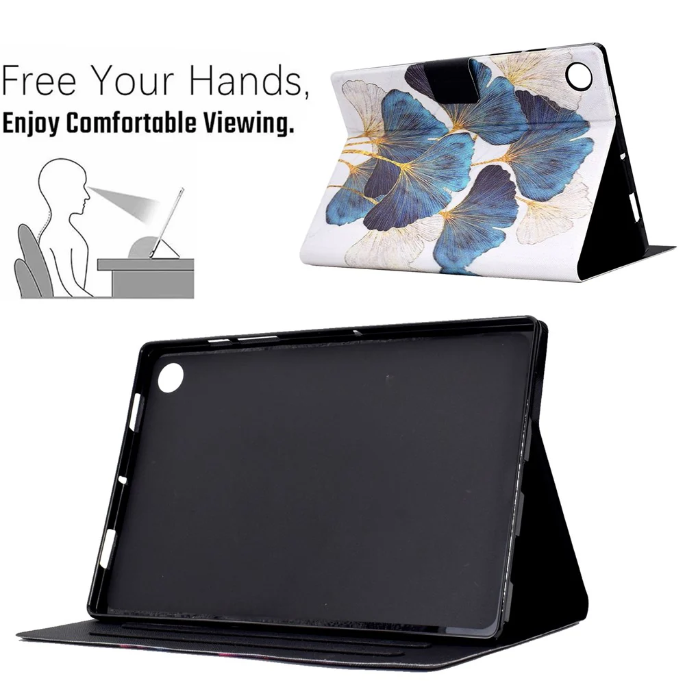 Protective Case for Lenovo Tab M10 (Gen 3) PU Leather Flip Cover Pattern Printed Tablet Stand Case with Card Slots - Leaf - Image 5