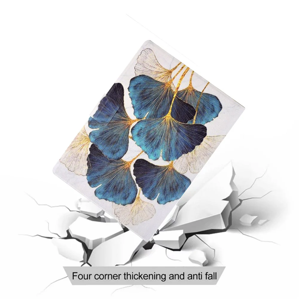 Protective Case for Lenovo Tab M10 (Gen 3) PU Leather Flip Cover Pattern Printed Tablet Stand Case with Card Slots - Leaf - Image 8
