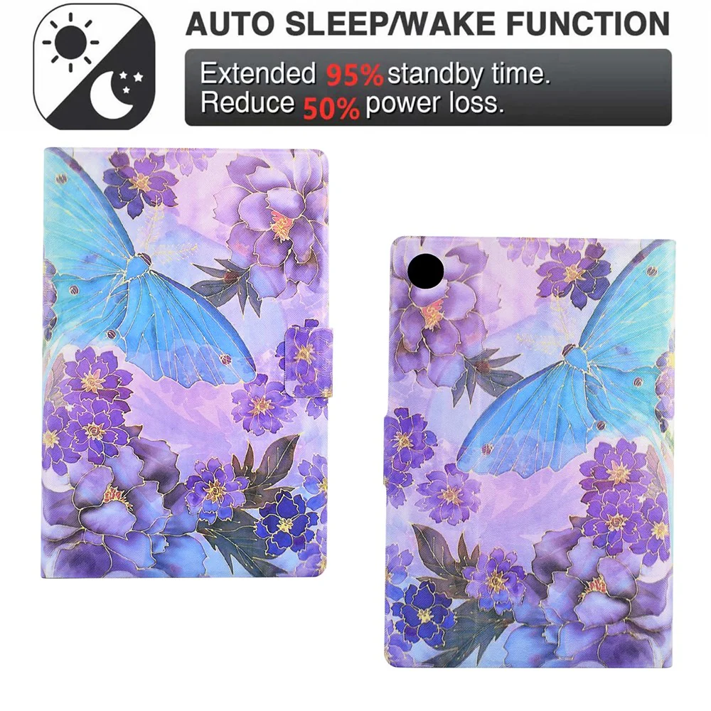 Protective Case for Lenovo Tab M10 (Gen 3) PU Leather Flip Cover Pattern Printed Tablet Stand Case with Card Slots - Peony Butterfly - Image 4