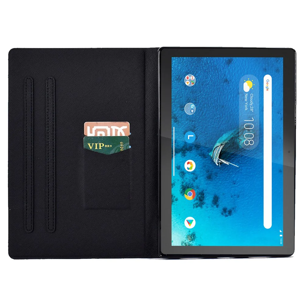 Protective Case for Lenovo Tab M10 (Gen 3) PU Leather Flip Cover Pattern Printed Tablet Stand Case with Card Slots - Skull - Image 2