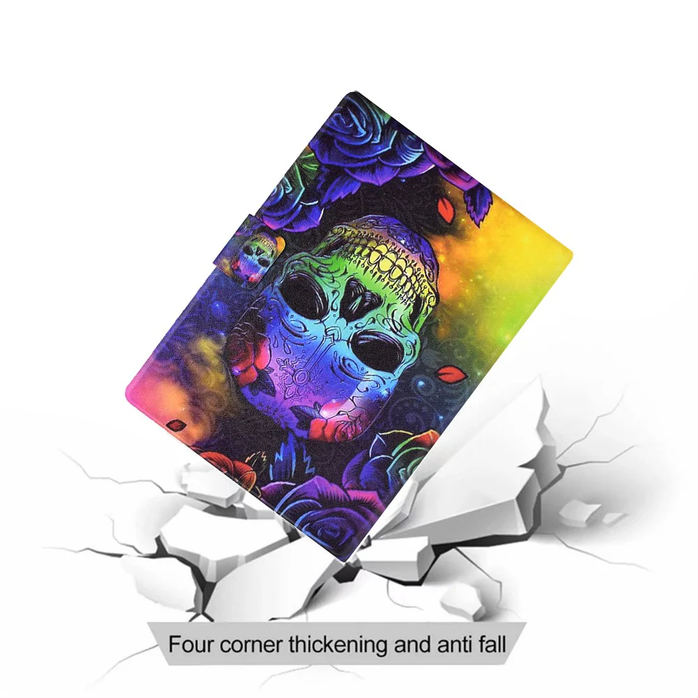 Protective Case for Lenovo Tab M10 (Gen 3) PU Leather Flip Cover Pattern Printed Tablet Stand Case with Card Slots - Skull - Image 8