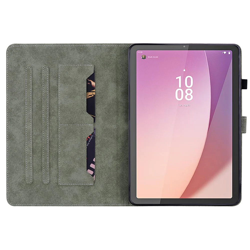 PU Leather Case for Lenovo Tab M9 Cute Tiger Pattern Tablet Protective Sleeve with Stand / Card Holder - Black - Image 2