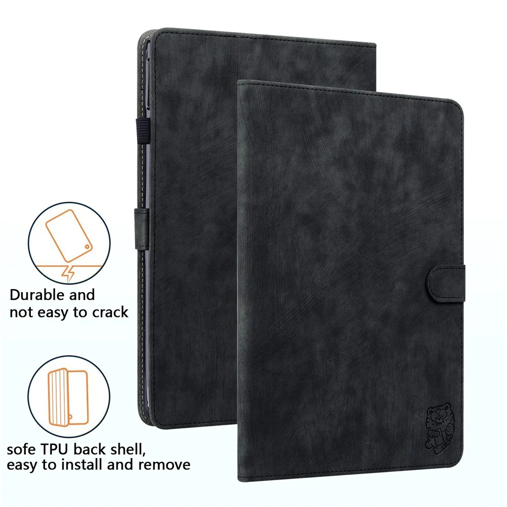 PU Leather Case for Lenovo Tab M9 Cute Tiger Pattern Tablet Protective Sleeve with Stand / Card Holder - Black - Image 8
