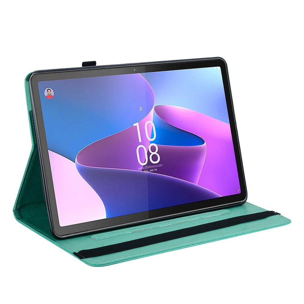 PU Leather Case for Lenovo Tab P11 Gen 2 Protective Cover Tree Deer Imprinted Stand Case with Card Slots - Green - Image 3