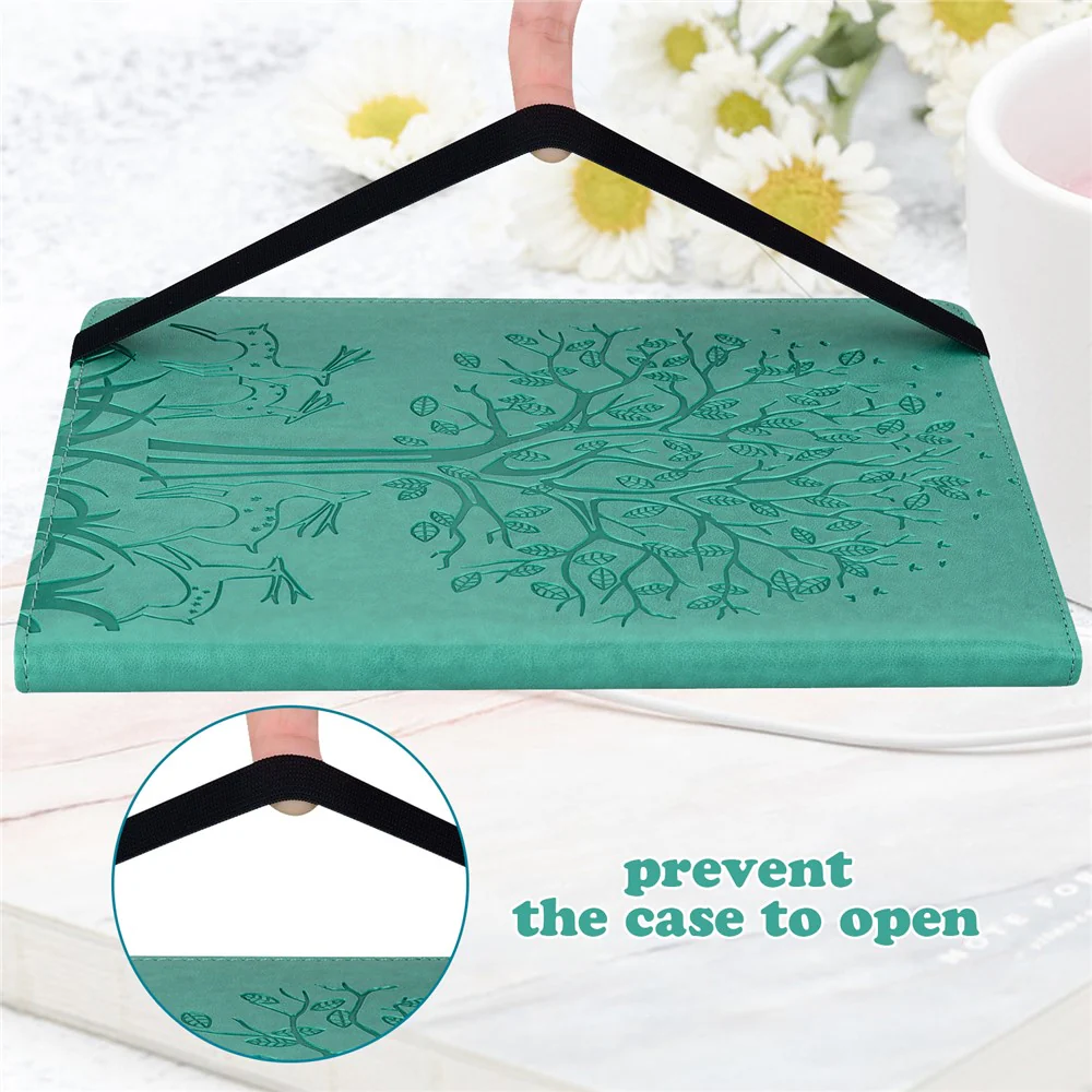 PU Leather Case for Lenovo Tab P11 Gen 2 Protective Cover Tree Deer Imprinted Stand Case with Card Slots - Green - Image 8