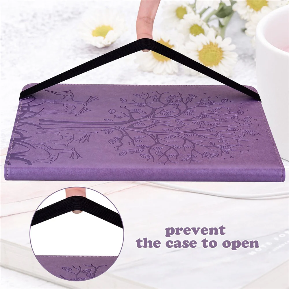 PU Leather Case for Lenovo Tab P11 Gen 2 Protective Cover Tree Deer Imprinted Stand Case with Card Slots - Purple - Image 8