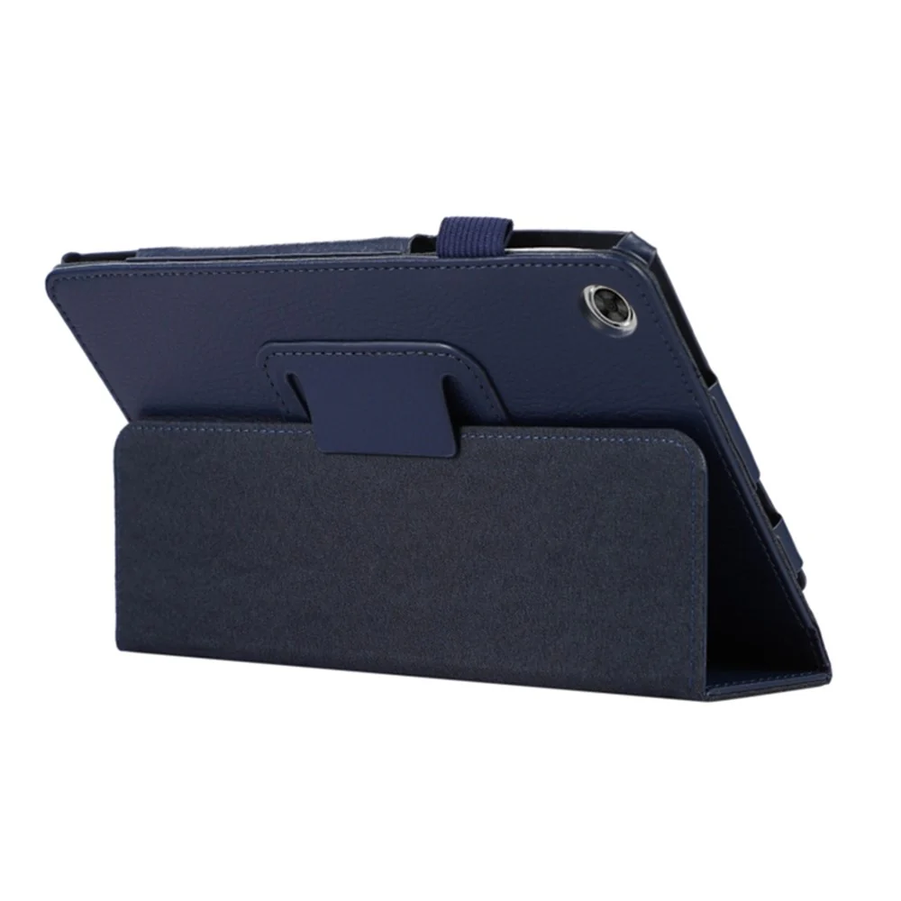 PU Leather Flip Cover for Lenovo Tab M8 (4th Gen) 2024 TB-301XU / M8 (4th Gen) 2023 TB-300FU Litchi Texture Tablet Case Stand - Dark Blue - Image 3