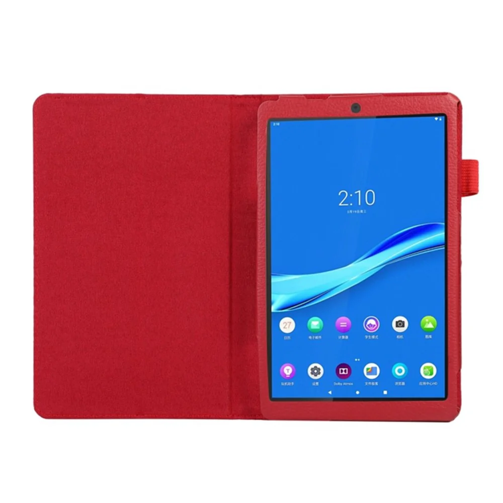 PU Leather Flip Cover for Lenovo Tab M8 (4th Gen) 2024 TB-301XU / M8 (4th Gen) 2023 TB-300FU Litchi Texture Tablet Case Stand - Red - Image 2