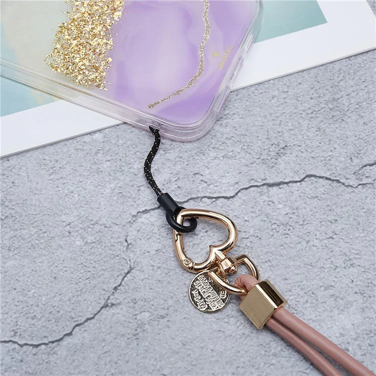 PU Leather Phone Lanyard Anti-lost Hanging Rope Pendant Keychain Multi-function Style Strap for Cell Phone, Keys, MP3 / MP4 Player - Light Pink - Image 4