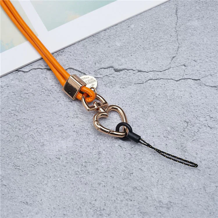 PU Leather Phone Lanyard Anti-lost Hanging Rope Pendant Keychain Multi-function Style Strap for Cell Phone, Keys, MP3 / MP4 Player - Orange - Image 3
