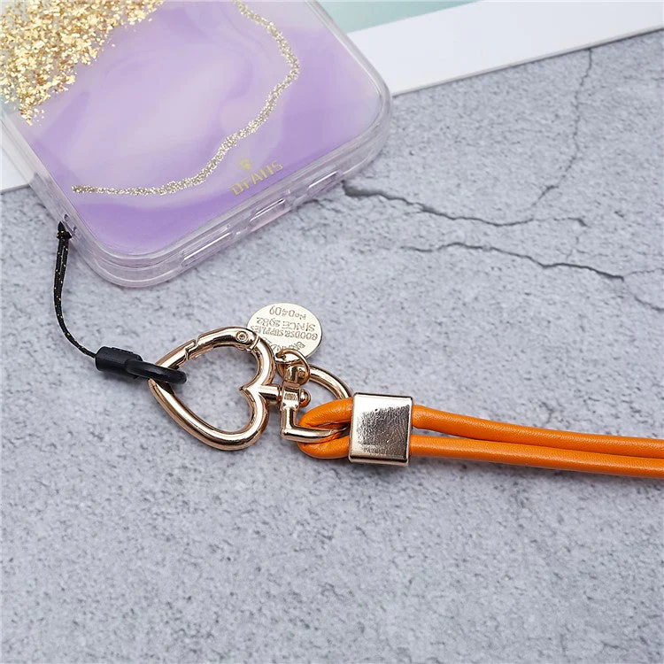 PU Leather Phone Lanyard Anti-lost Hanging Rope Pendant Keychain Multi-function Style Strap for Cell Phone, Keys, MP3 / MP4 Player - Orange - Image 4