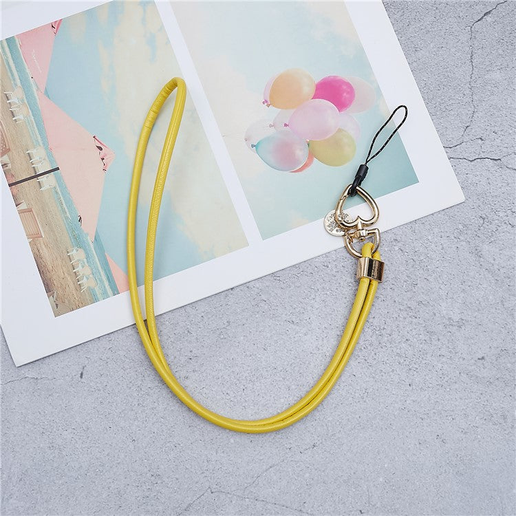 PU Leather Phone Lanyard Anti-lost Hanging Rope Pendant Keychain Multi-function Style Strap for Cell Phone, Keys, MP3 / MP4 Player - Yellow - Image 2
