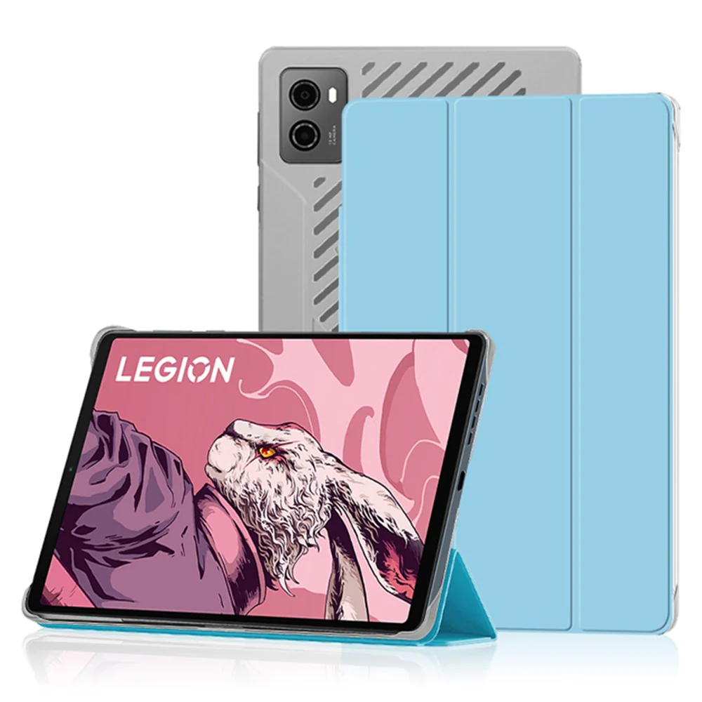 PU Leather Smart Case for Lenovo Legion Y700 , Trifold Stand Heat Dissipation Tablet Cover - Blue+Grey - Image 7