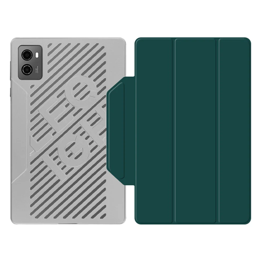 PU Leather Smart Case for Lenovo Legion Y700 , Trifold Stand Heat Dissipation Tablet Cover - Green+Grey - Image 3
