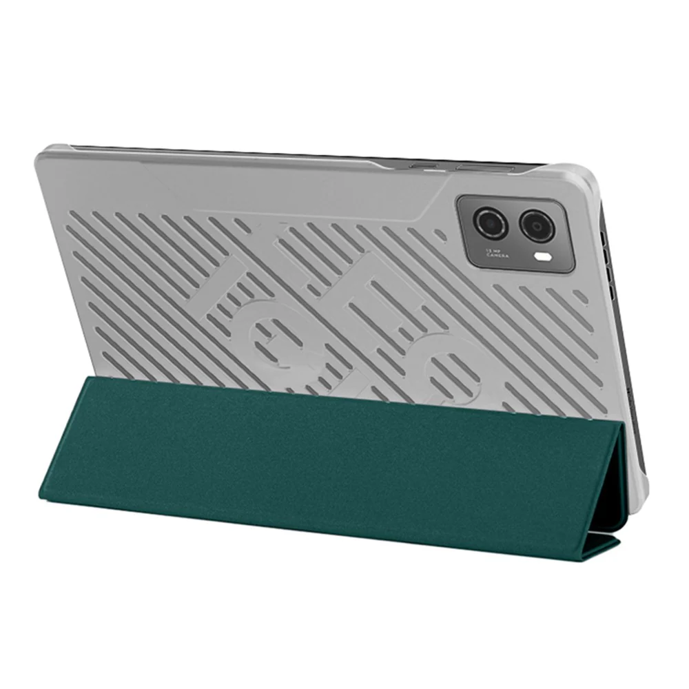 PU Leather Smart Case for Lenovo Legion Y700 , Trifold Stand Heat Dissipation Tablet Cover - Green+Grey - Image 4