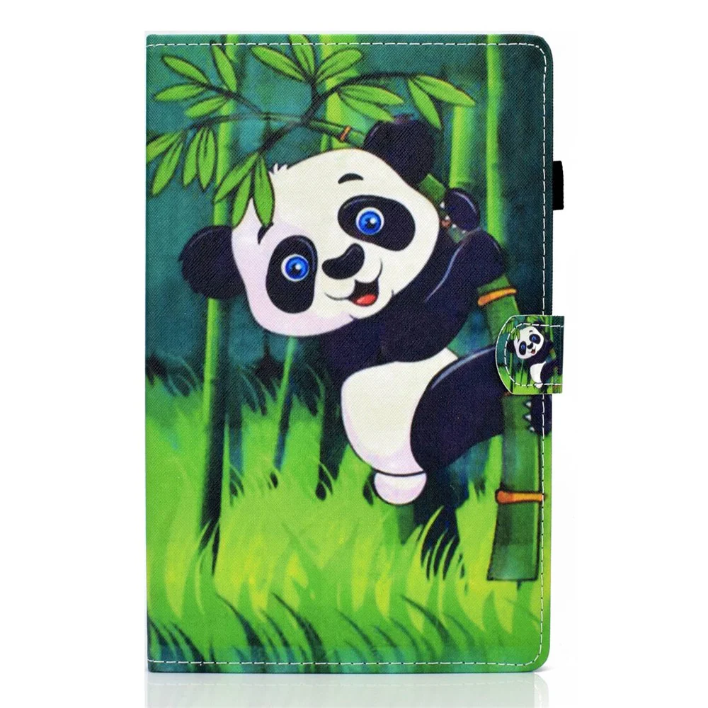 PU Leather Stand Tablet Case for Lenovo Tab M10 Plus (3rd Gen) / Xiaoxin Pad 2022 10.6 inch, Stitching Pattern Printing Card Holder Cover - Bamboo / Panda - Image 8