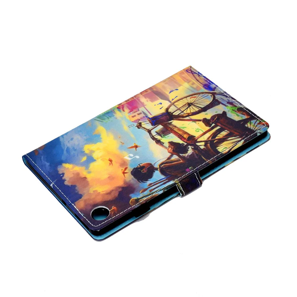 PU Leather Stand Tablet Case for Lenovo Tab M10 Plus (3rd Gen) / Xiaoxin Pad 2022 10.6 inch, Stitching Pattern Printing Card Holder Cover - Cycling Boy - Image 7