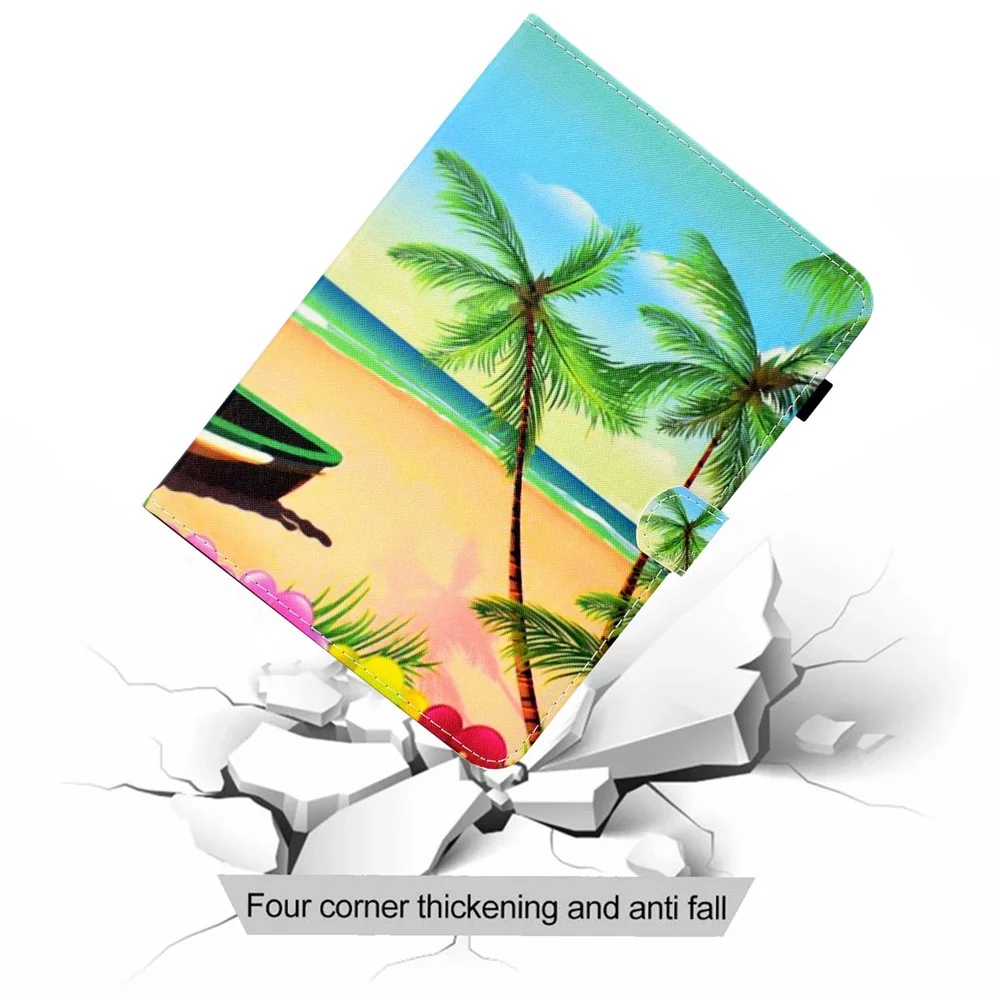 PU Leather Stand Tablet Case for Lenovo Tab M10 Plus (3rd Gen) / Xiaoxin Pad 2022 10.6 inch, Stitching Pattern Printing Card Holder Cover - Sandbeach - Image 5