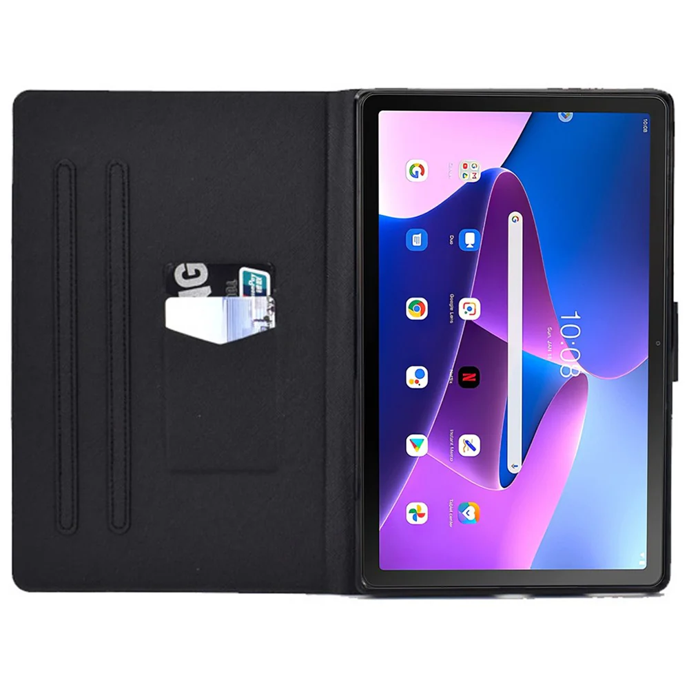 PU Leather Tablet Case for Lenovo Tab M10 (Gen 3) TB-328FU / TB-328XU, Pattern Printing Card Holder Shockproof Cover with Adjustable Stand - Be Happy - Image 2